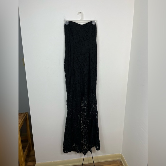 Le Chateau Black Lace Strapless Prom Dress Sz M - Picture 3 of 16